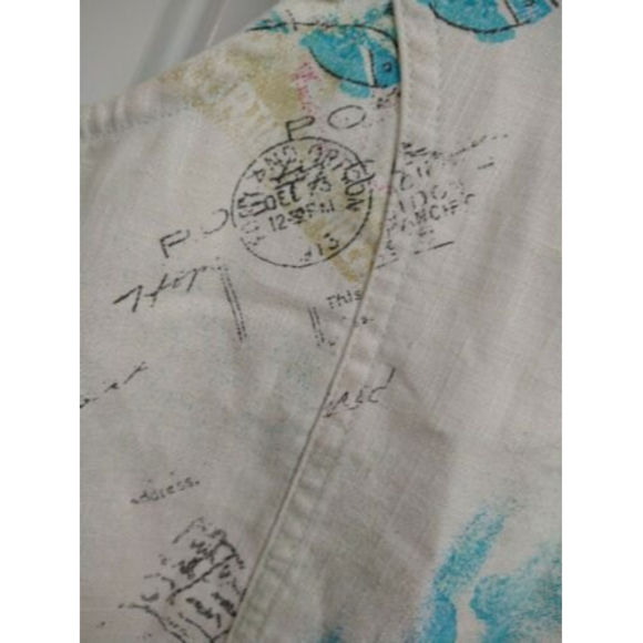 CHICOS Women's Size 1 Beach Vest Off White Blue Green Turquoise Fish Vacay Ocean - Picture 8 of 11